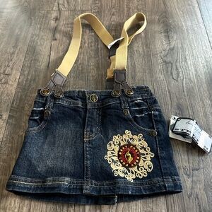 Baby Phat Y2k Kids Denim Skirt with Suspenders Dead-stock